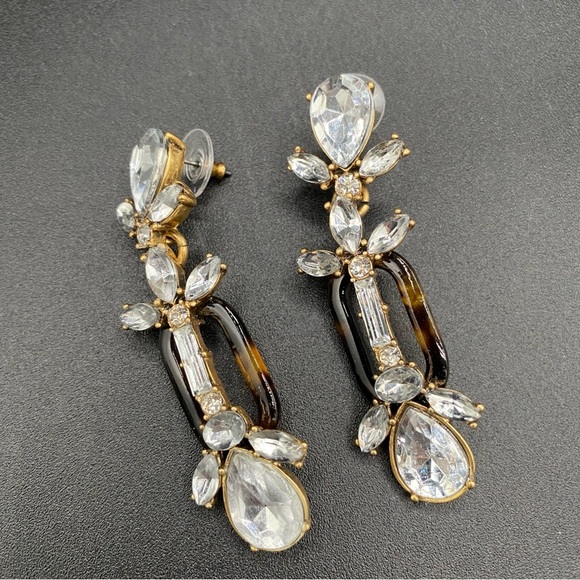 J.Crew Signed Tortoise Shell and Chunky Sparkly Dangle Earrings - Picture 11 of 11